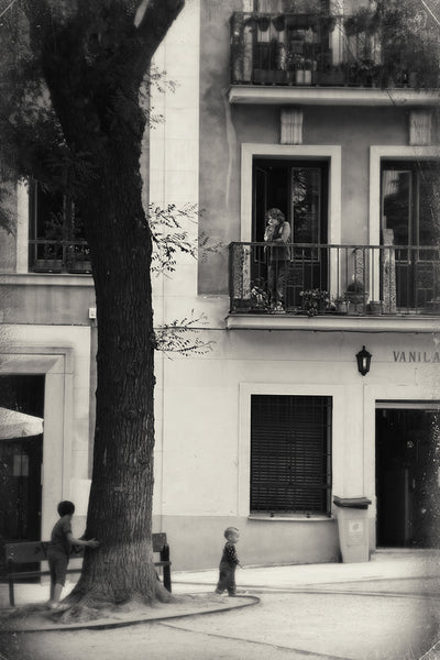 Balconies during lockdown, Madrid, Spain, Sepia Photographs