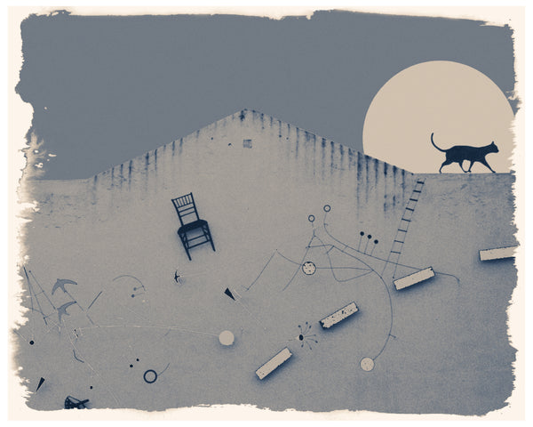 The Cat and the Moon (Blue)