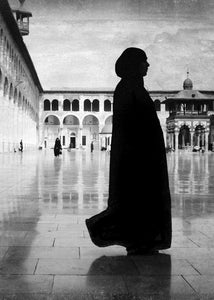 Black and White manipulated, retouched, Limited edition print of Women in Hijab,  in The Umayyad Mosque, Damascus, Syria, 