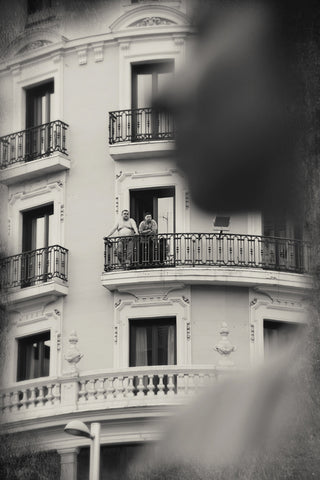 Balconies during lockdown, Madrid, Spain, Sepia Photographs