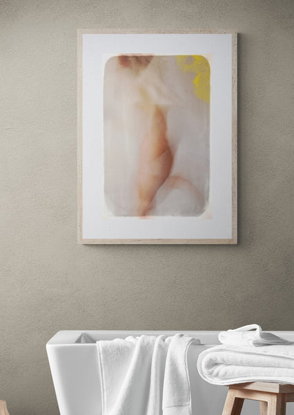 abstract painting with body, yellow, happiness wall art